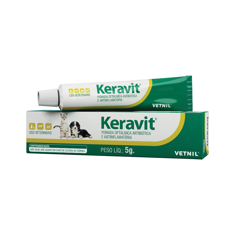 Pomada Oftálmica Antibiótica e Anti-Inflamatória Keravit Cães