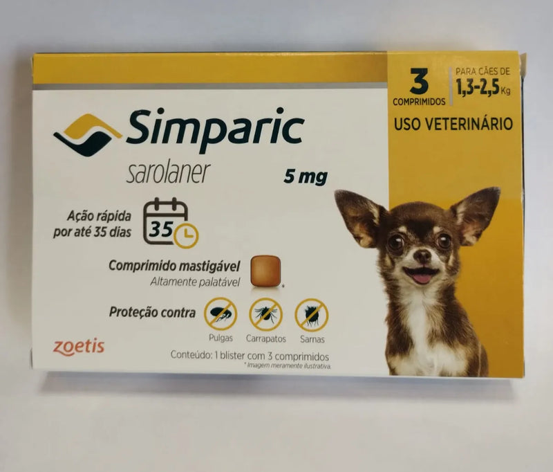 Simparic - comprimido mastigável para proteção de pulgas e carrapatos