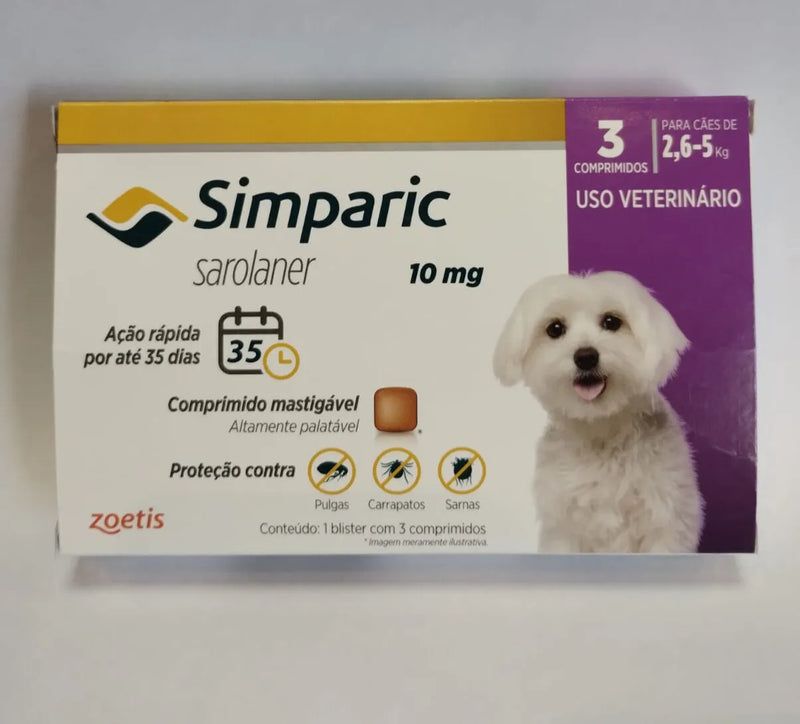 Simparic - comprimido mastigável para proteção de pulgas e carrapatos