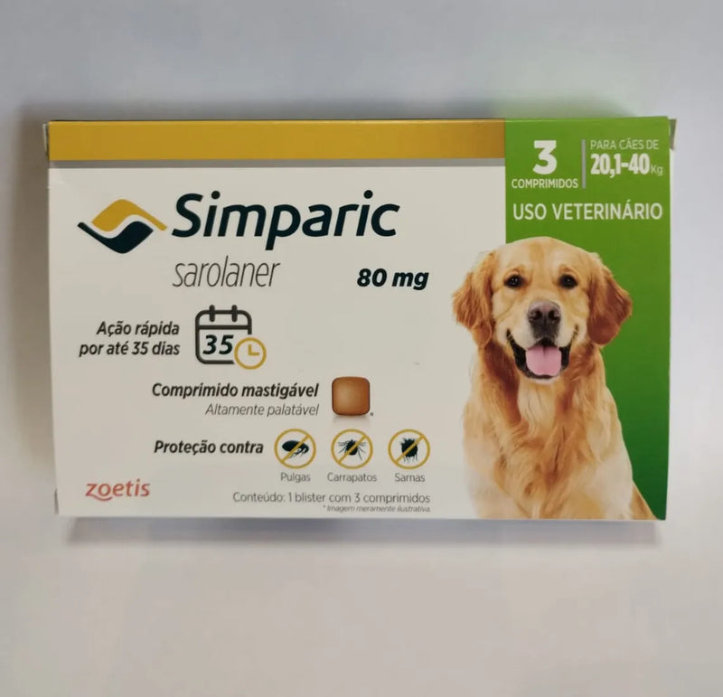 Simparic - comprimido mastigável para proteção de pulgas e carrapatos