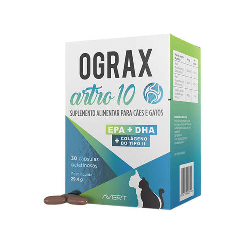Suplemento Alimentar Avert Ograx Artro 10 para Cães e Gatos