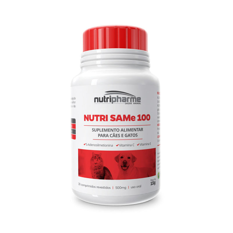 Suplemento Alimentar Nutri SAMe 100 para Cães e Gatos 30 Comprimidos