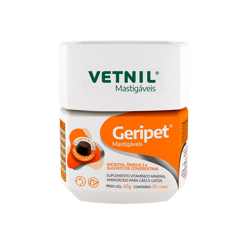 Suplemento Geripet Mastigável para Cães e Gatos com 30 Comprimidos